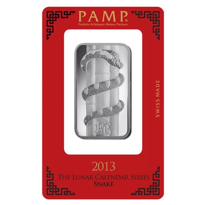 Suisse Pamp Lunar Calendar - Year Of The Snake Silver Bar 1 Oz 2013