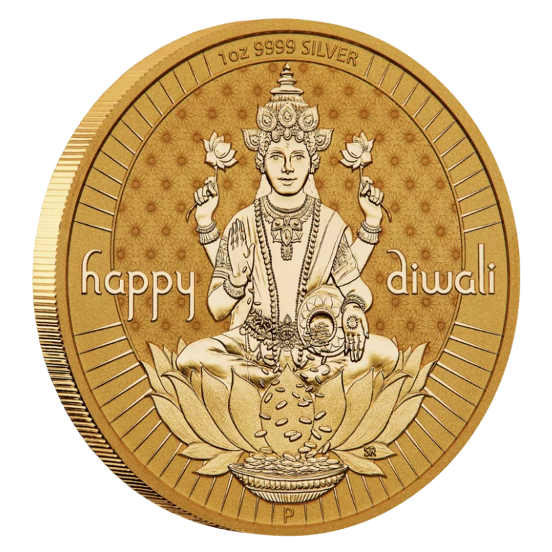 Happy Diwali - Medallion Silver Gilded Coin 1 Oz 2024