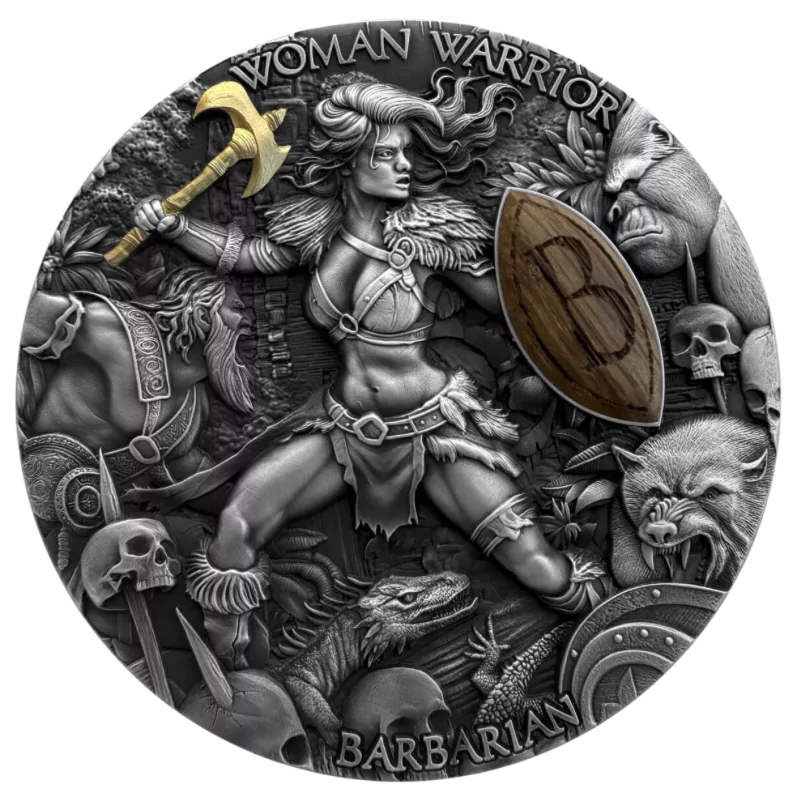 Woman Warriors - Barbarian Silver Coin Antiqued 2 Oz 2024