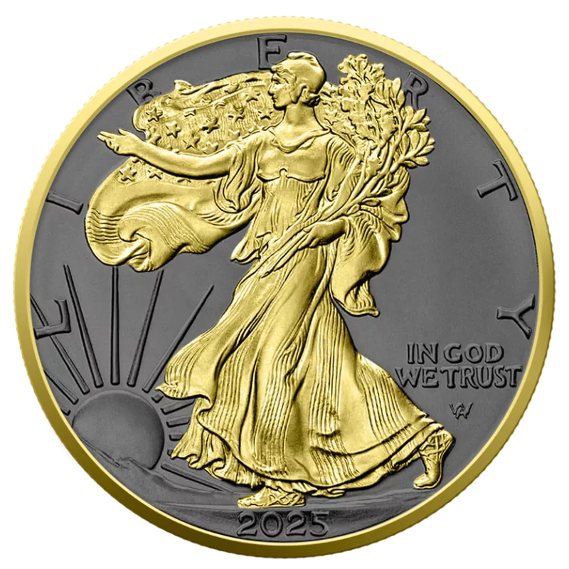 Golden Ring - American Eagle Silver Gilded Coin 1 Oz 2025