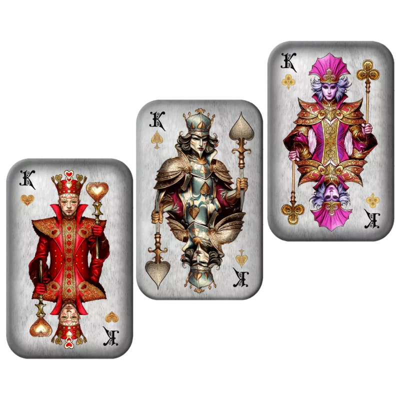 Poker Cards - King of Spades & Clubs & Hearts Silver Cast Bar Set 3 x 2 Oz