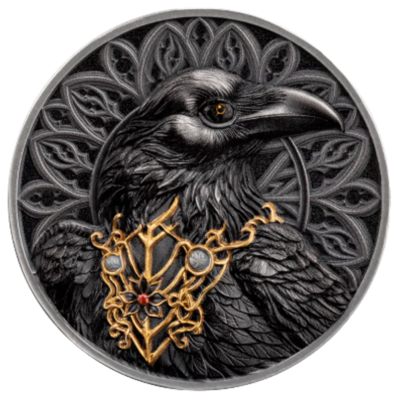 Creatures of Nocturne - The Raven Silver Color Coin Antiqued 1 Oz 2025