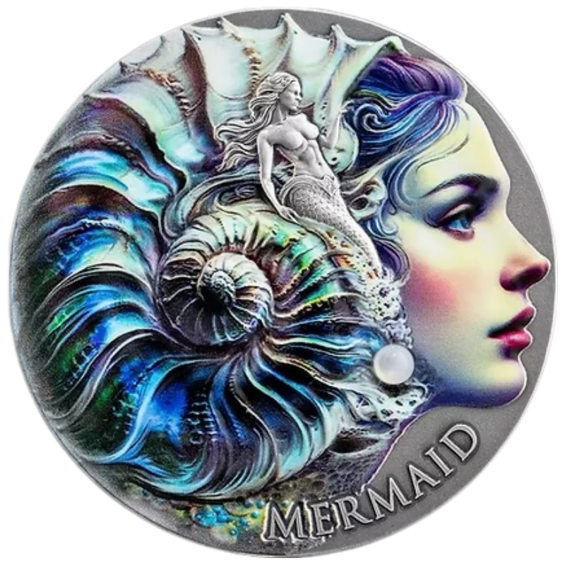 Nature Spirits - Mermaid Silver Color Coin Antiqued 2 Oz 2025