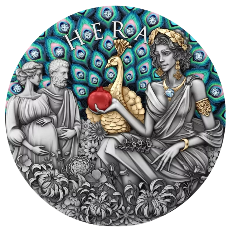 Divine Beauty - Hera Silver Color Gilded Coin Crystal Inserts Antiqued 2 Oz 2025