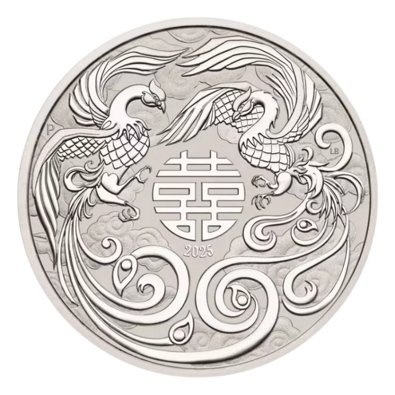 Chinese Myths And Legends – Double Phoenix Silver Coin BU 1 Oz 2025