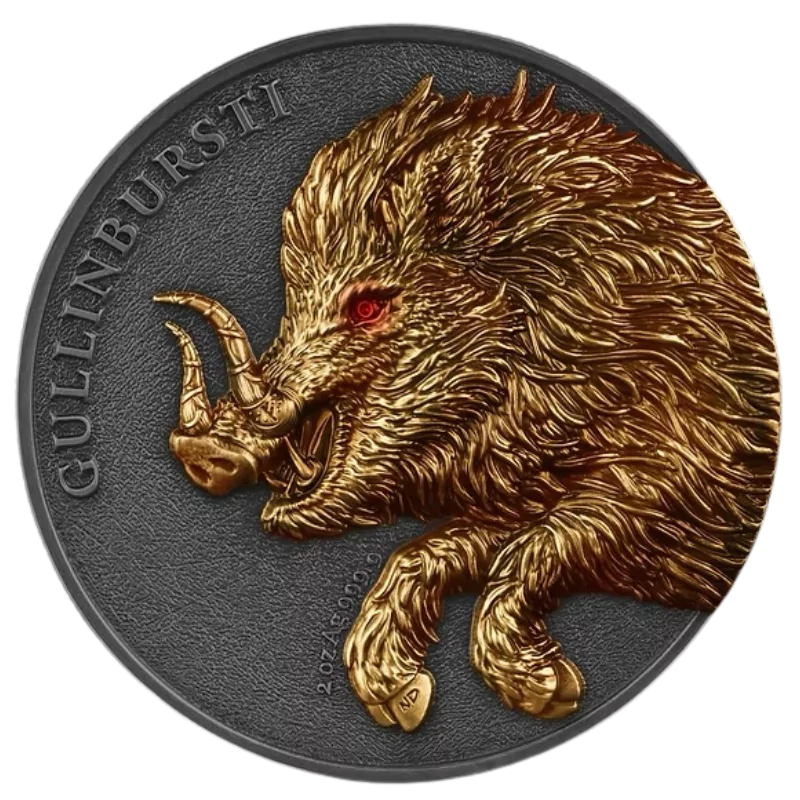 Germania Beasts - Gullinbursti Geminus Silver Gilded Ruthenium Coin 2 Oz 2025