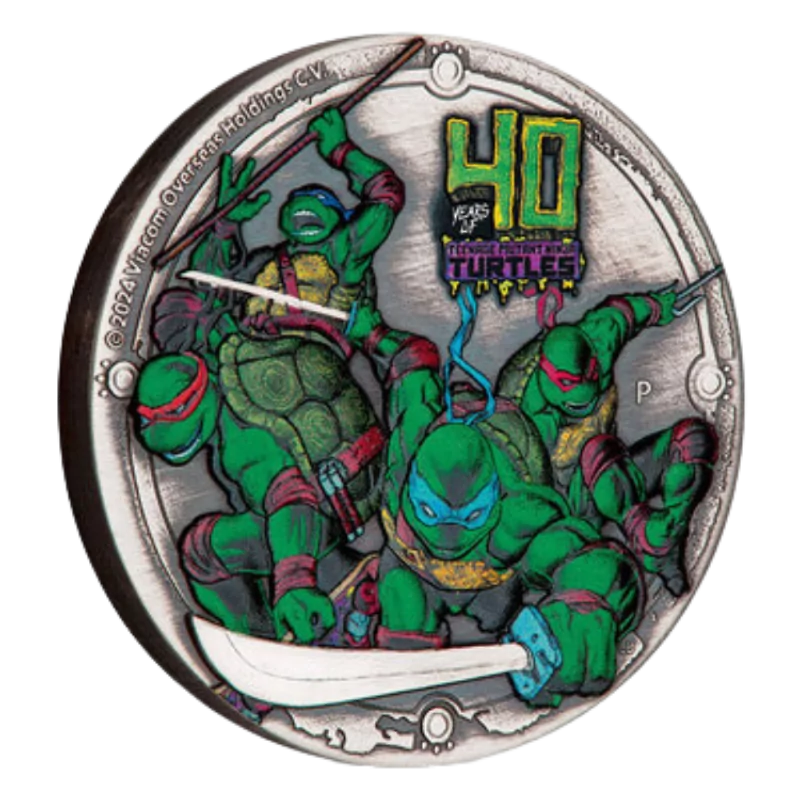 Teenage Mutant Ninja Turtles - 40th Anniversary Silver Color Coin Antiqued 2 Oz 2024