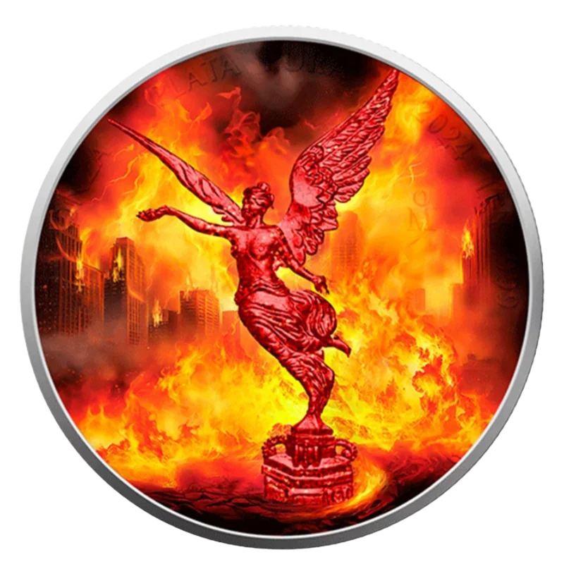 Libertad The Forces of Nature Fire Silver Color Coin Hologram 1 Oz 2024