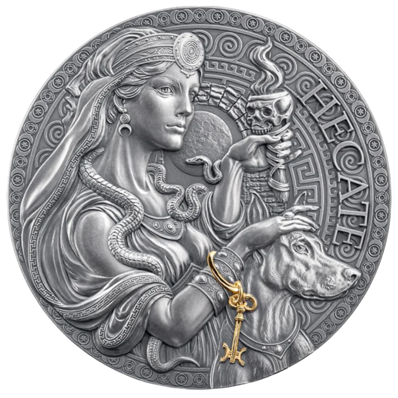 Great Greek Mythology – Hecate Silver Gilded Coin Antiqued 2 Oz 2025