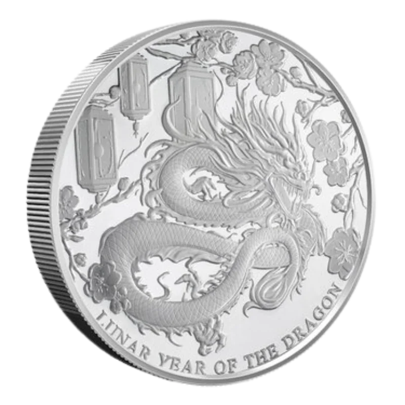 Lunar Year of the Dragon Silver Coin Proof 5 Oz 2024