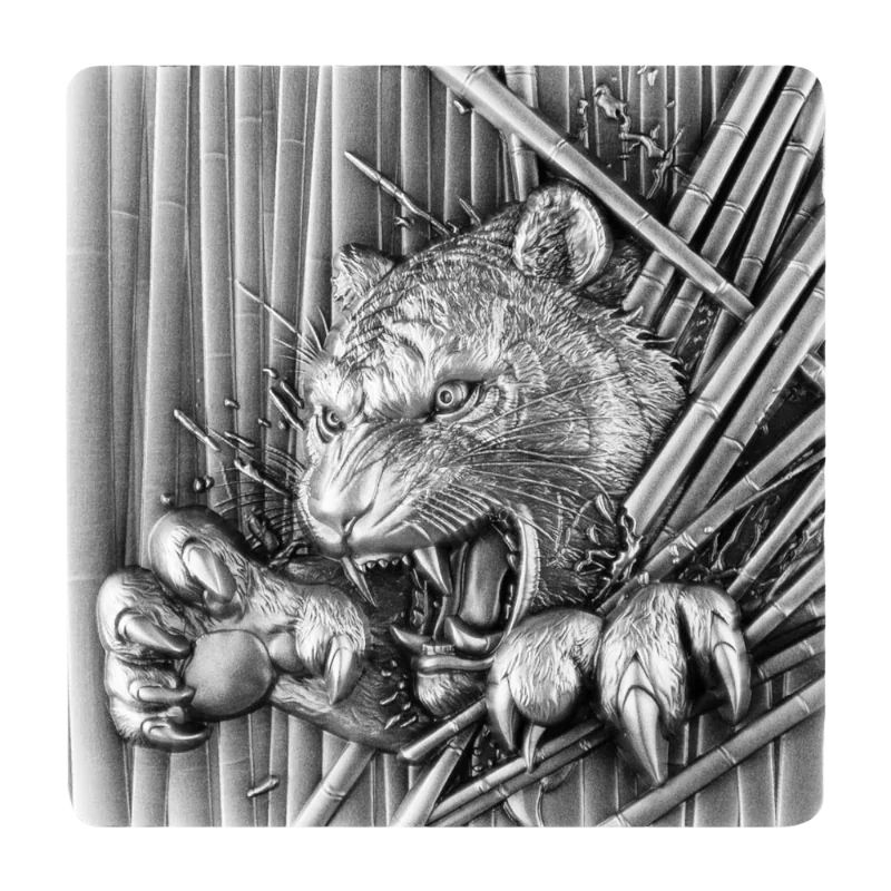 Shield Stacker - Furious Beasts Tiger Silver Stackable Bar 2 Oz 2024