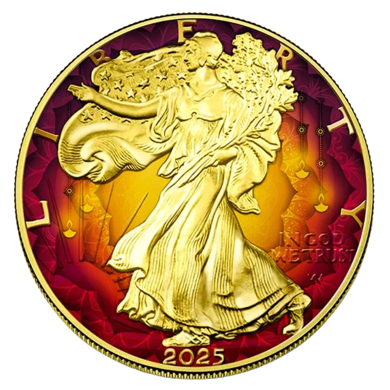 American Eagle - Happy Diwali Silver Gilded Color Coin 1 Oz 2025