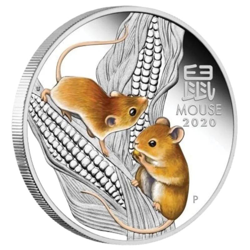 Australian Lunar lll – Year Of The Mouse Silver Color Coin 2 Oz 2020