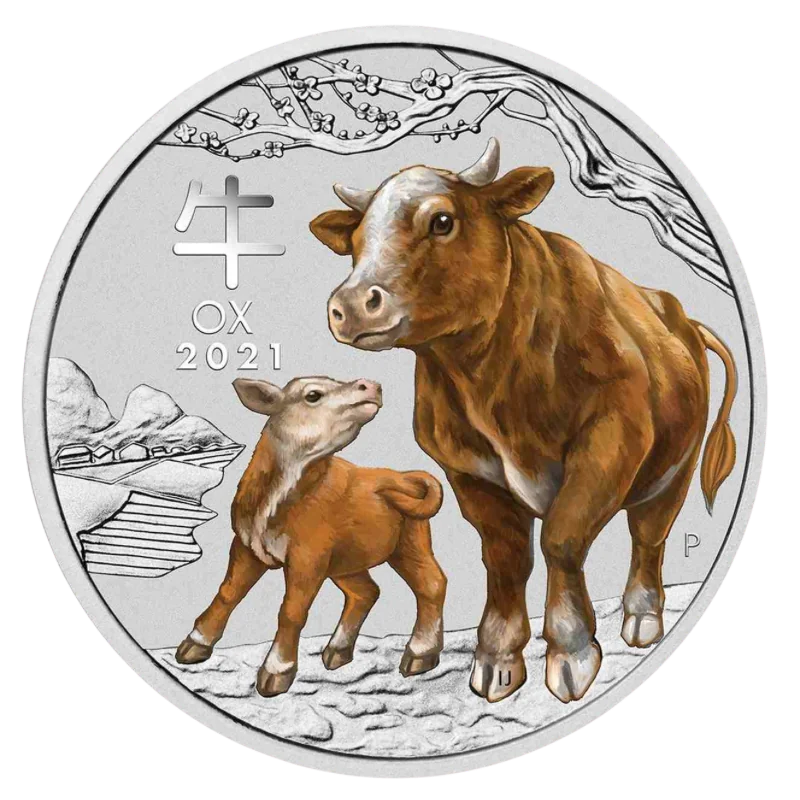 Australian Lunar lll – Year Of The Ox Silver Color Coin 1 Oz 2021