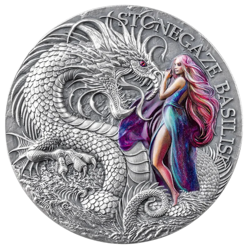 Dragonology - Stonegaze Basilisk Silver Coin 2 Oz 2025