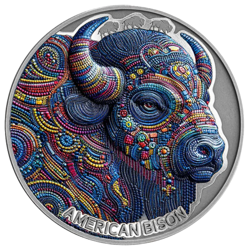 Patterns of the World - American Bison Silver Color Coin Antiqued 2 Oz 2025