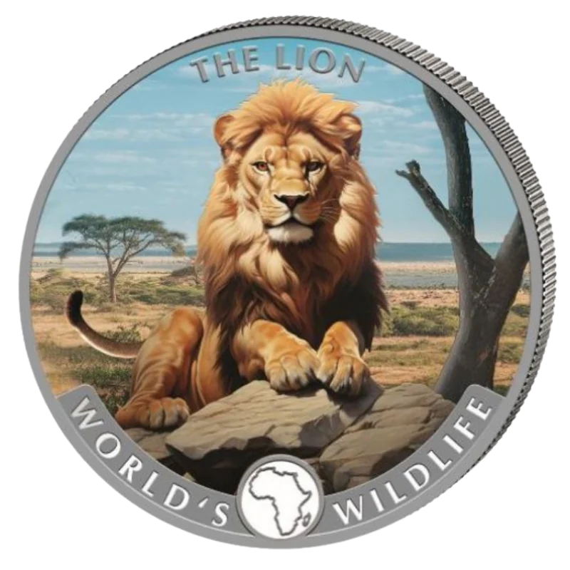 World's Wildlife - Lion Silver Color Coin 1 Oz 2025