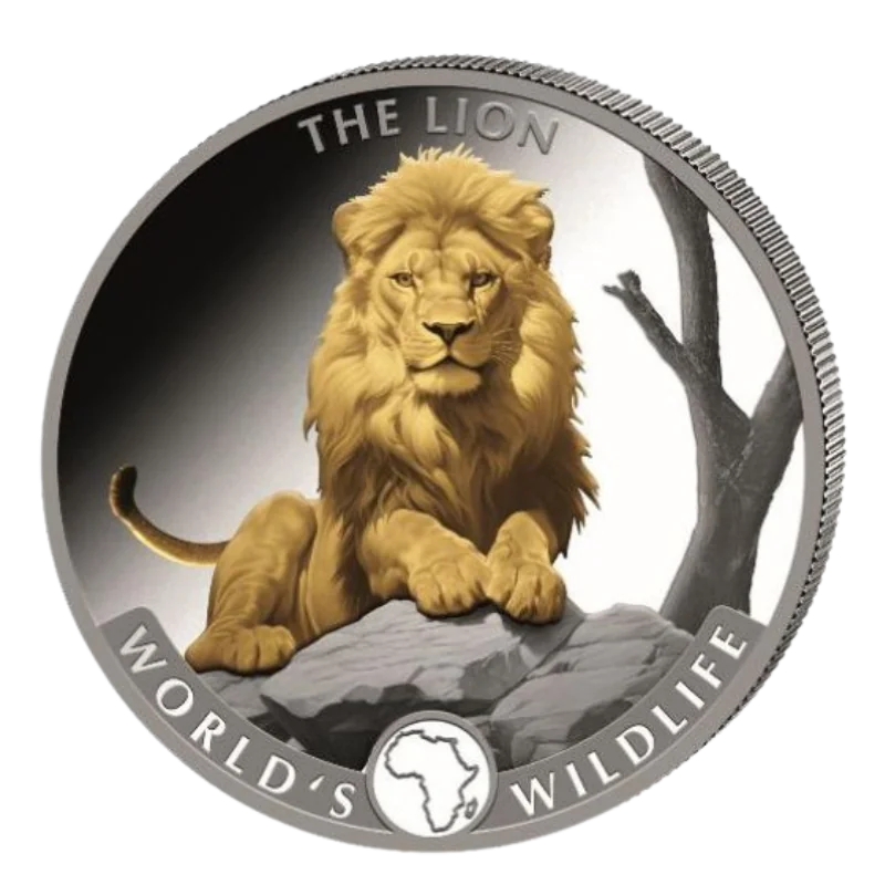 World's Wildlife - Lion Silver Gilded Coin 1 Oz 2025