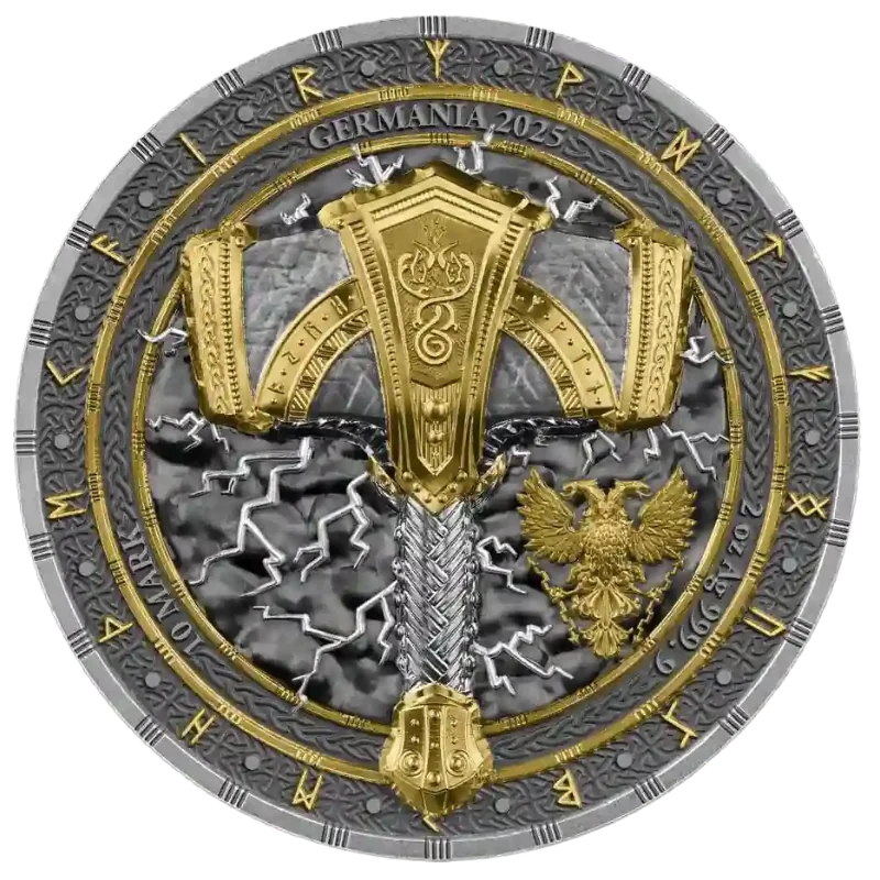 Artefacts Mjolnir Silver Gilded Coin 2 Oz 2025