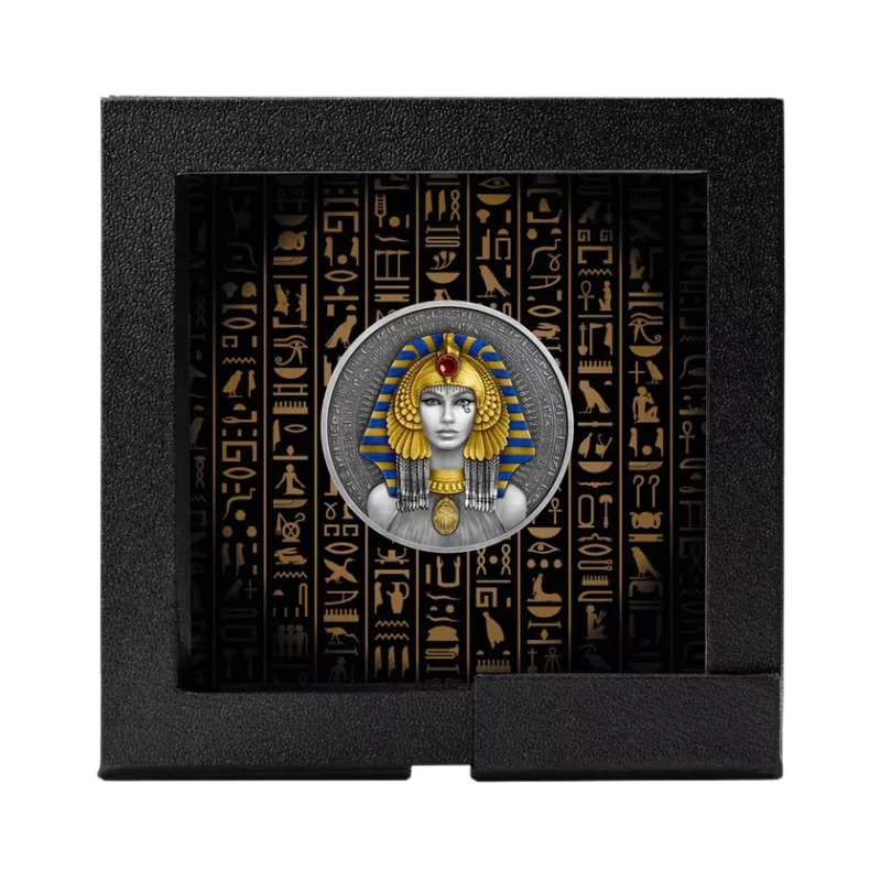 Cleopatra Silver Gilded Color Coin Crystal Inserts Antiqued 2 Oz 2025