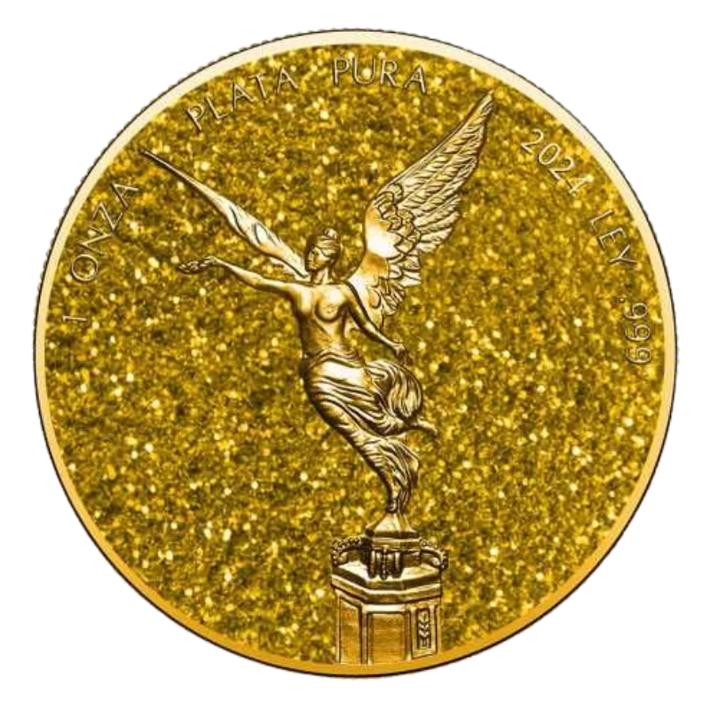 Libertad Precious Gemstones - CITRINE QUARTZ Dust Silver Gilded Coin 1 Oz 2024