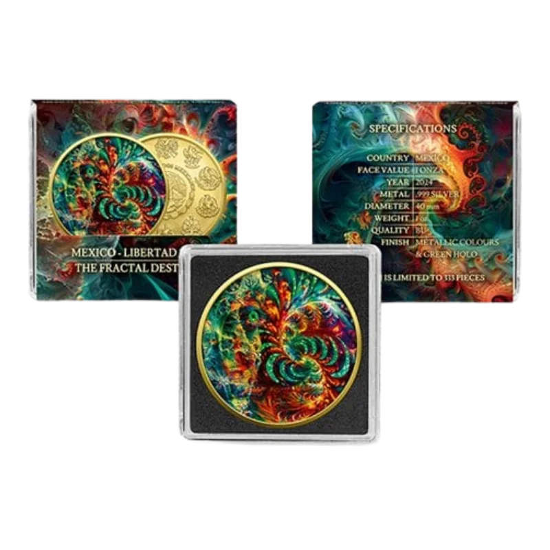 Libertad The Unseen Forces - The Fractal Destiny Silver Gilded Color Coin Hologram 1 Oz 2024