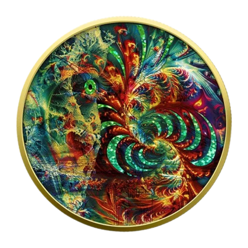 Libertad The Unseen Forces - The Fractal Destiny Silver Gilded Color Coin Hologram 1 Oz 2024
