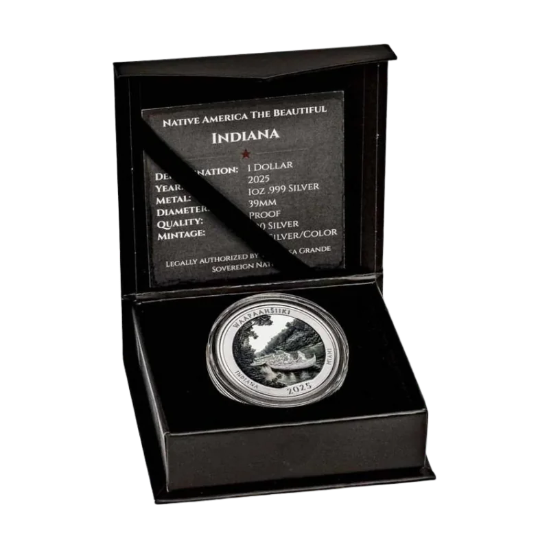 Native America The Beautiful - Indiana Silver Color Coin 1 Oz 2025