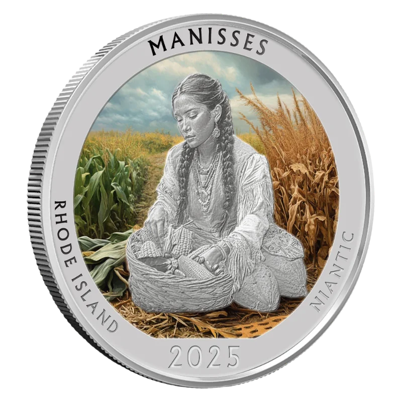 Native America The Beautiful - Rhode Island Silver Color Coin 1 Oz 2025