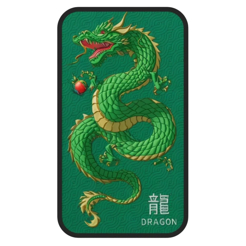 Australian Lunar – Year Of Viridescent Green Dragon Silver Color Bar 1 Oz 2025