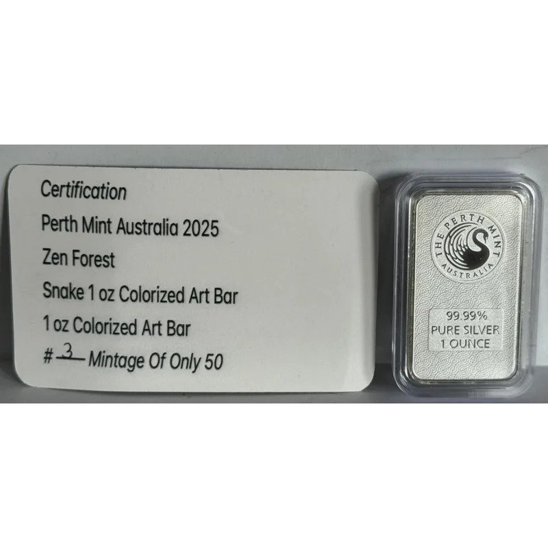 Australian Lunar – Year Of Zen Forest Snake Silver Color Bar 1 Oz 2025