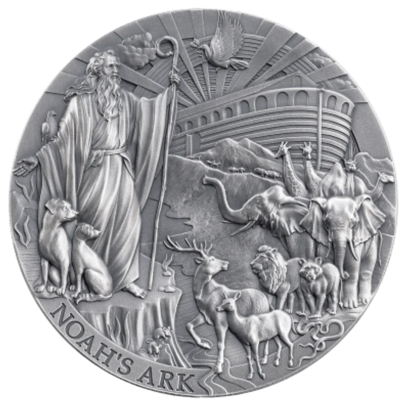 Bible Stories - Noah's Ark Silver Coin Antiqued 2 Oz 2025