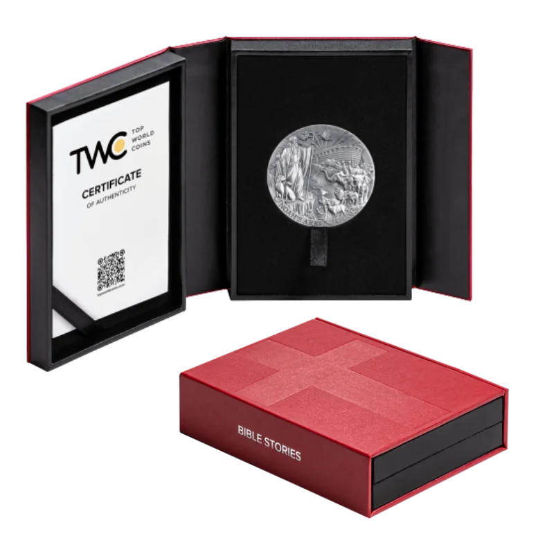 Bible Stories - Noah's Ark Silver Coin Antiqued 2 Oz 2025