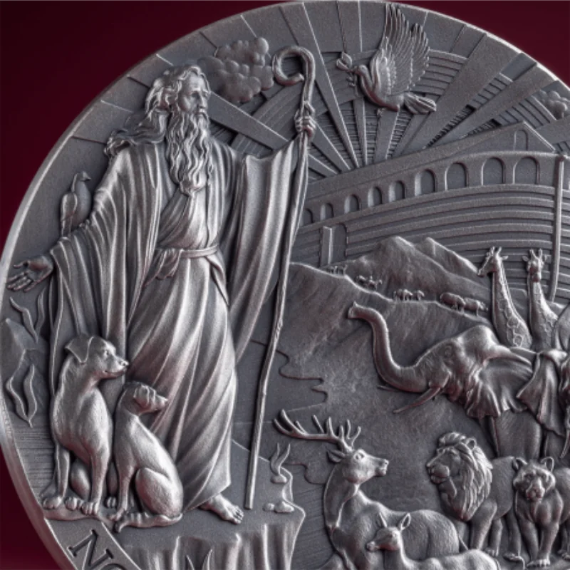 Bible Stories - Noah's Ark Silver Coin Antiqued 2 Oz 2025