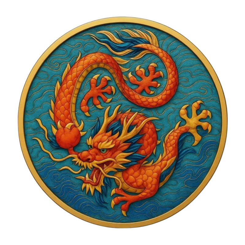 Chinese Myths and Legends - Mandarin Orange Dragon Silver Color Coin 1 Oz 2021