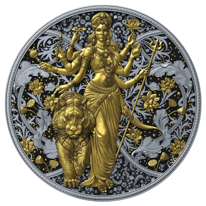 Durga Silver Gilded Dark Ruthenium Coin Proof 1 Oz 2025