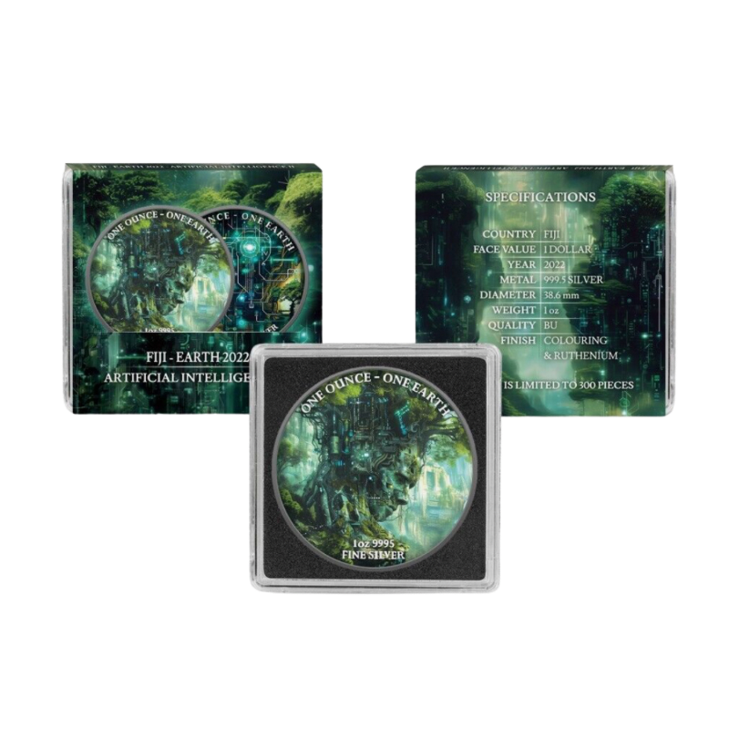 Fiji Earth - Artificial Intelligence II Master Mind Silver Color Ruthenium Coin 1 Oz 2022
