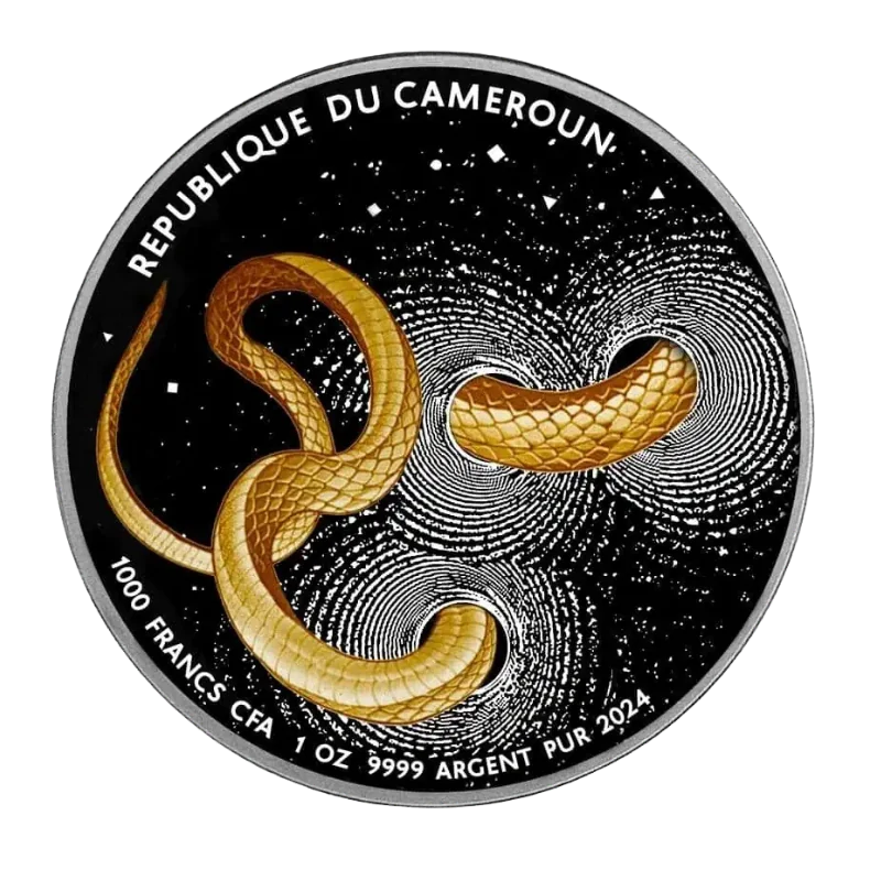 Herpeton - Snake Silver Gilded Black Ruthenium Coin 1 Oz 2024