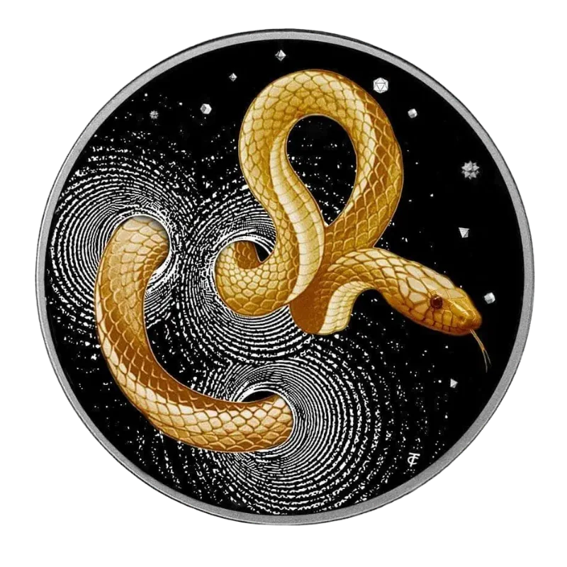 Herpeton - Snake Silver Gilded Black Ruthenium Coin 1 Oz 2024
