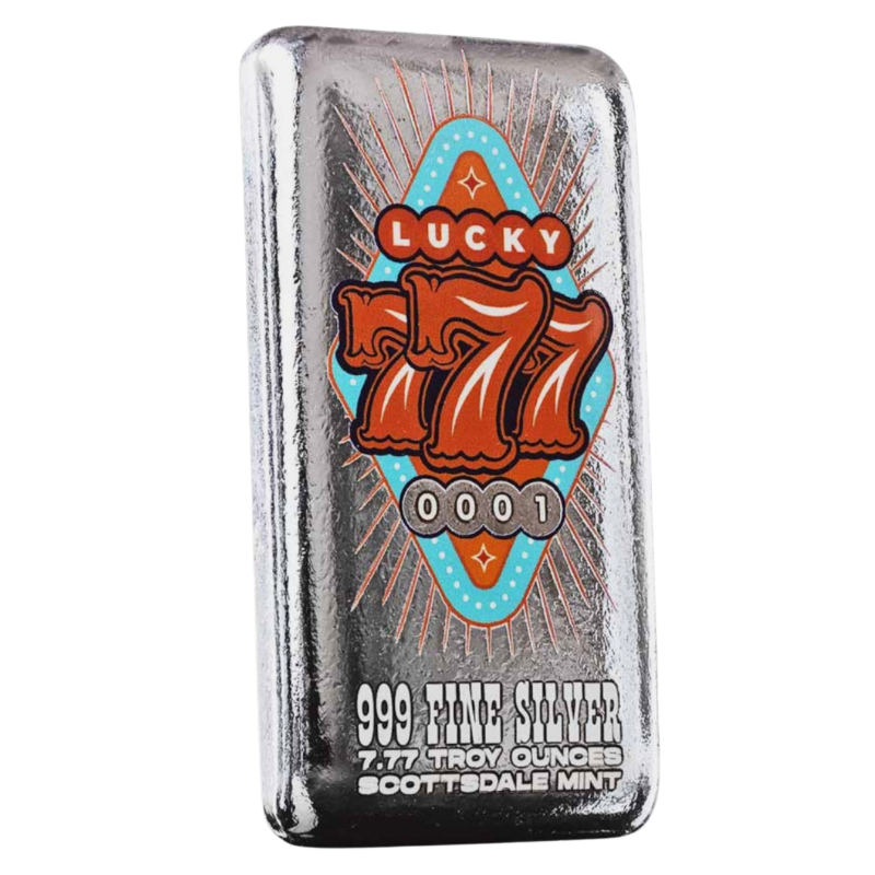 Las Vegas Lucky 7's Premium Silver Color Cast Bar 7.77 Oz