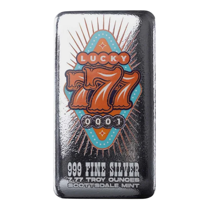 Las Vegas Lucky 7's Premium Silver Color Cast Bar 7.77 Oz