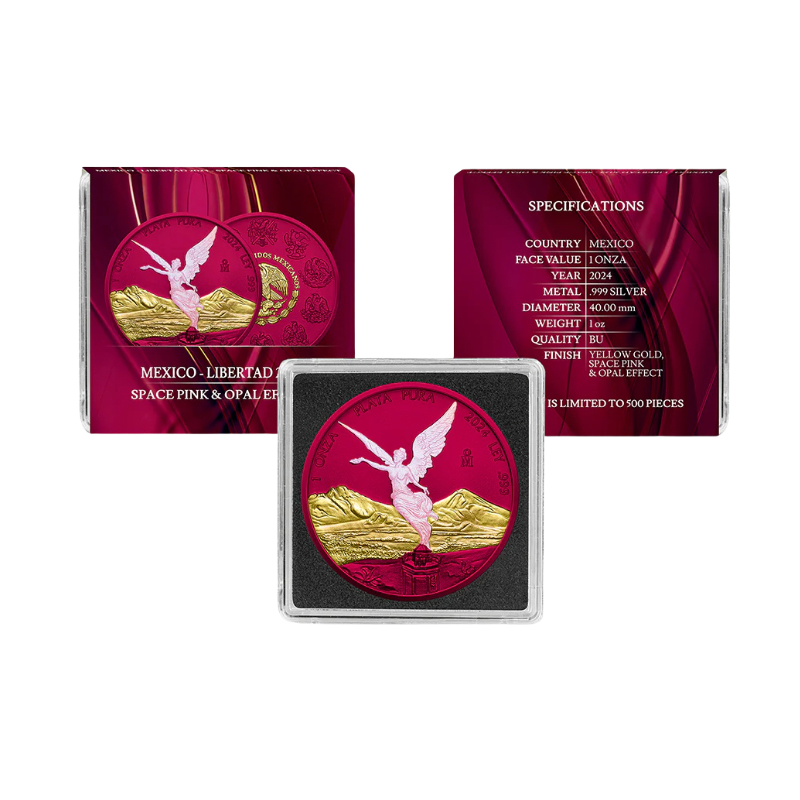 Libertad Space Metals Silver Pink Opal Coin 1 Oz 2024