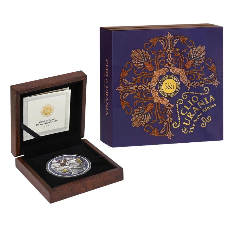 Nine Muses – Clio & Urania Silver Coin 2 Oz 2026