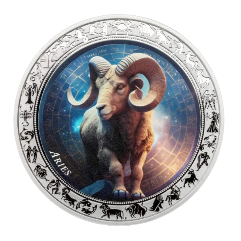 Zodiac Space - Aries Silver Color Coin Proof 1 Oz 2025