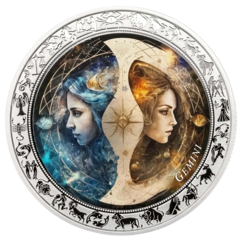 Zodiac Space - Gemini Silver Color Coin Proof 1 Oz 2025