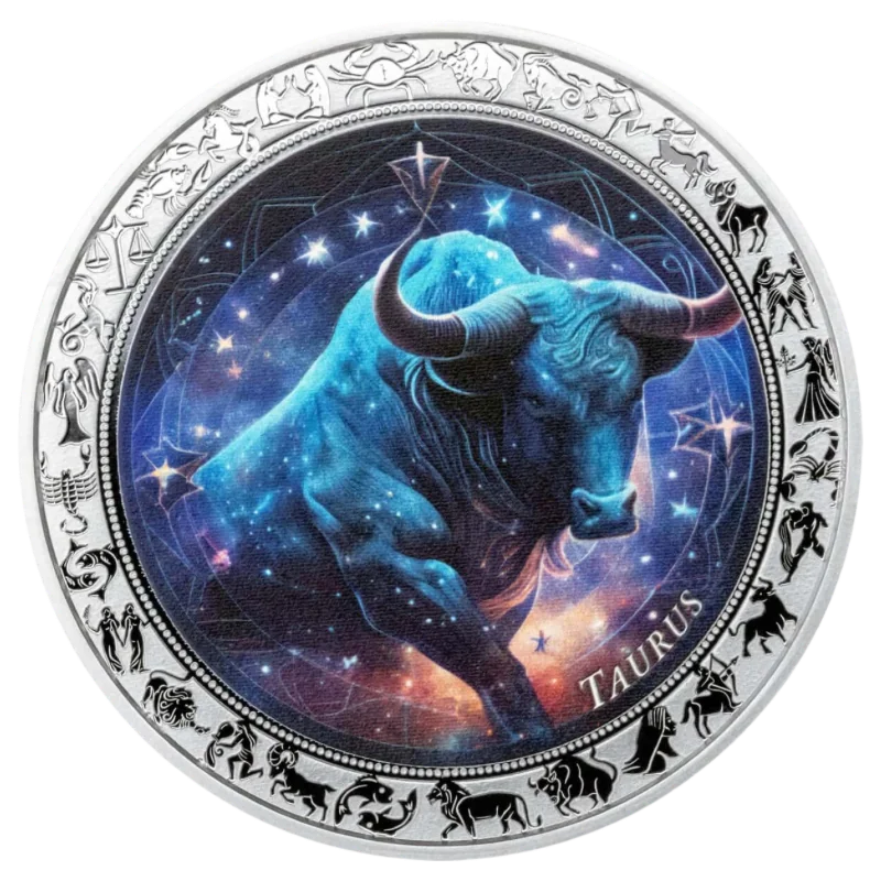 Zodiac Space - Taurus Silver Color Coin Proof 1 Oz 2025