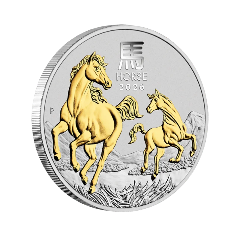 Australian Lunar lll – Year Of The Horse Silver Gilded Coin 1 Oz 2026