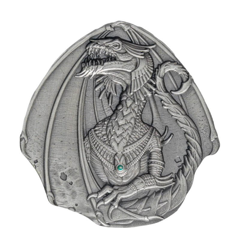 Fiji Dragons of the World - Egyptian Dragon Silver Bar Antiqued 1 Oz 2023