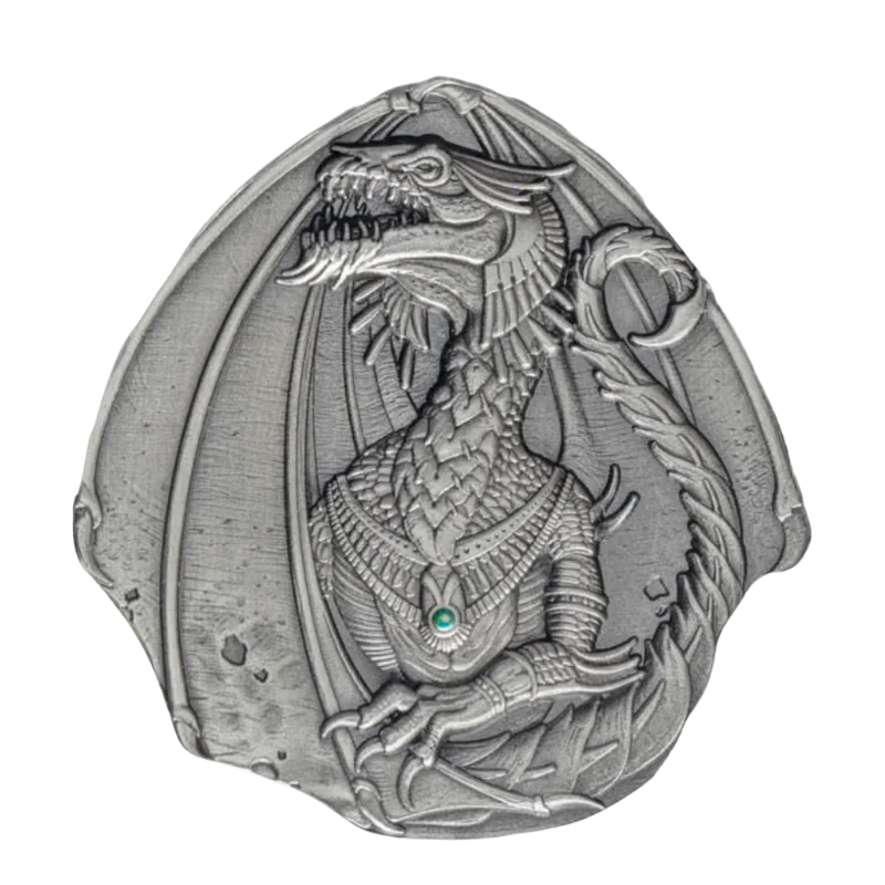 Fiji Dragons of the World - Egyptian Dragon Silver Bar Antiqued 1 Oz 2023