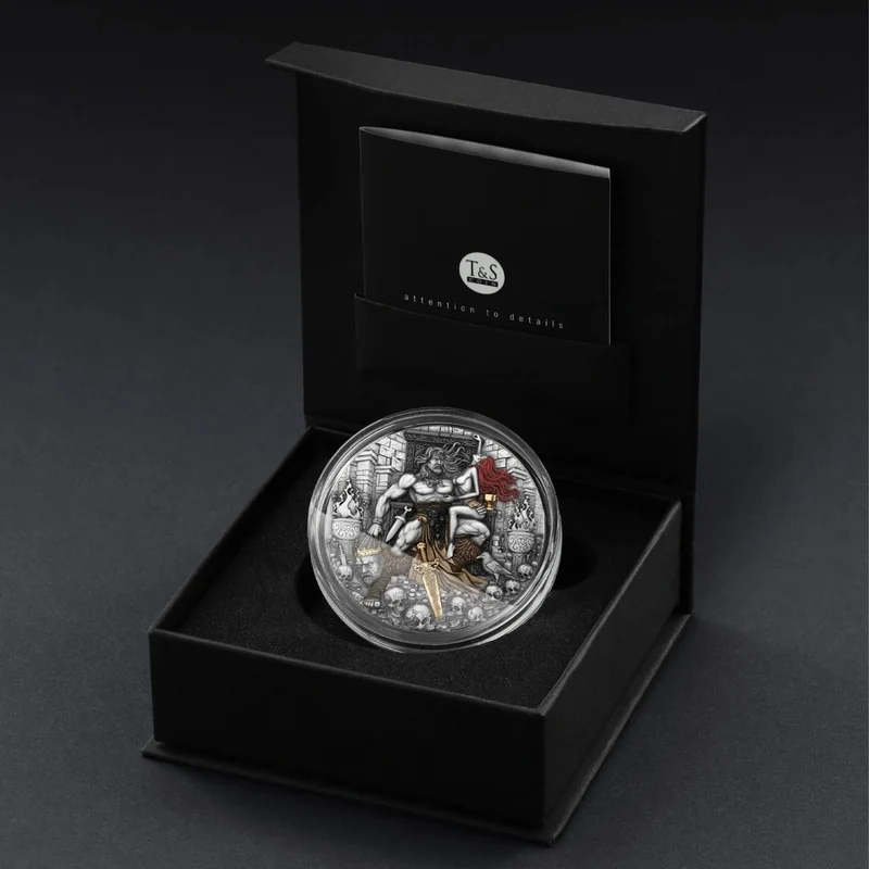 Barbarian King Silver Gilded Coin Antiqued 2 Oz 2025